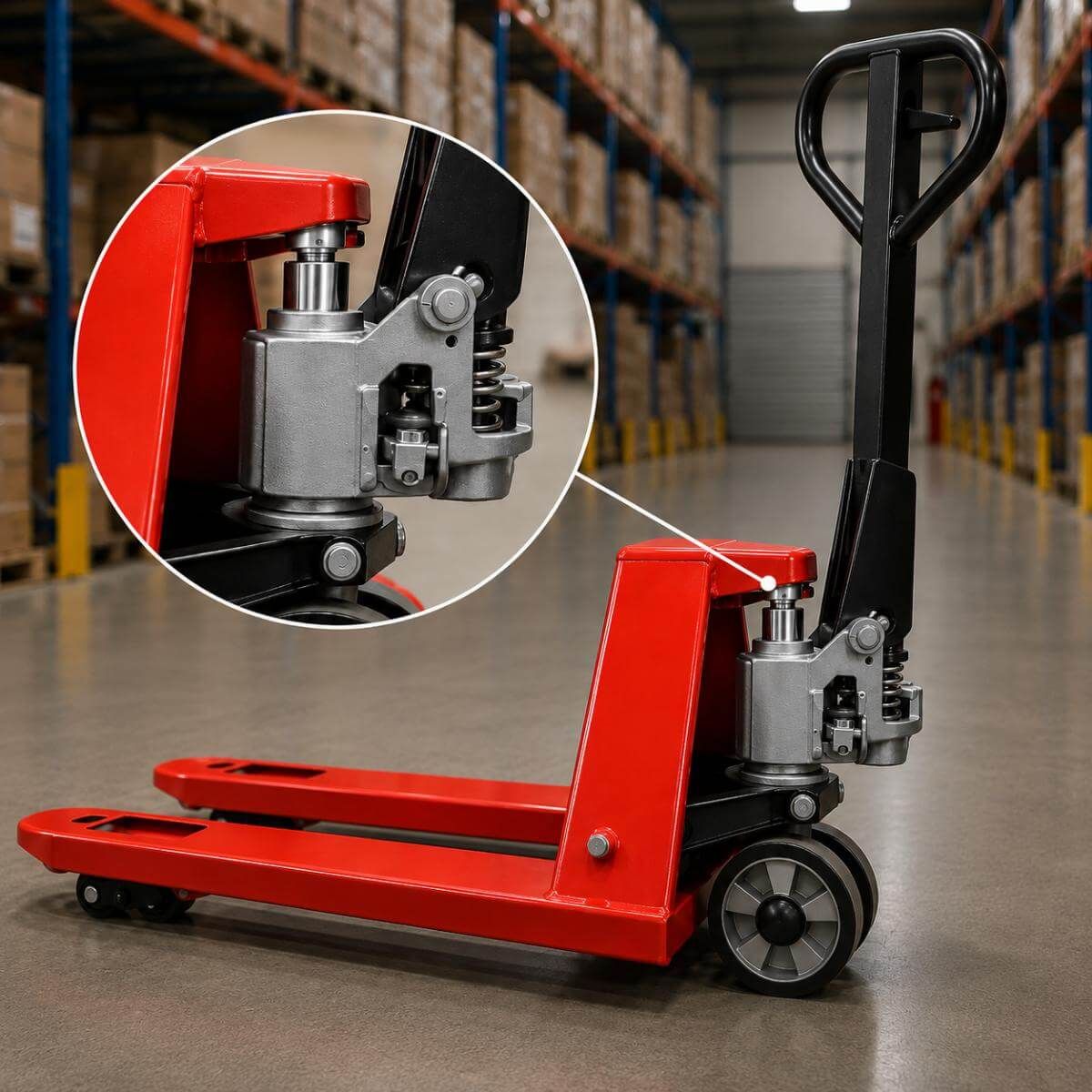 Chassis acier et fourches du transpalette manuel court Stockman AC25