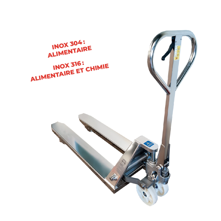 Comparatif inox AISI 304 et 316 pour transpalette manuel France Transpalette