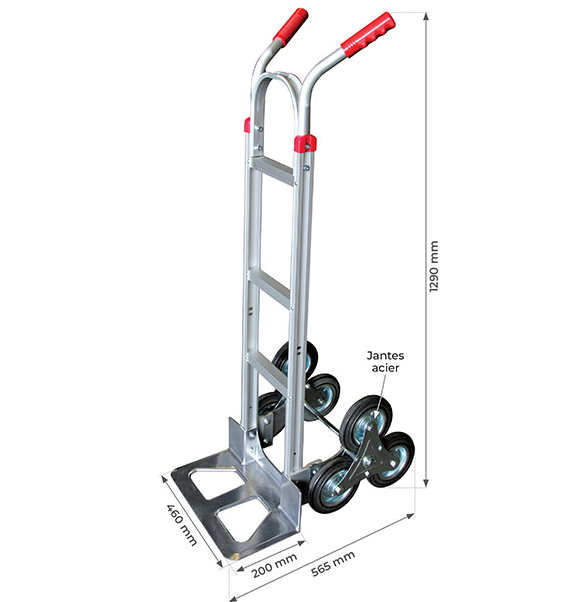 Systeme 3 roues en etoile pour monter les escaliers du diable ST150